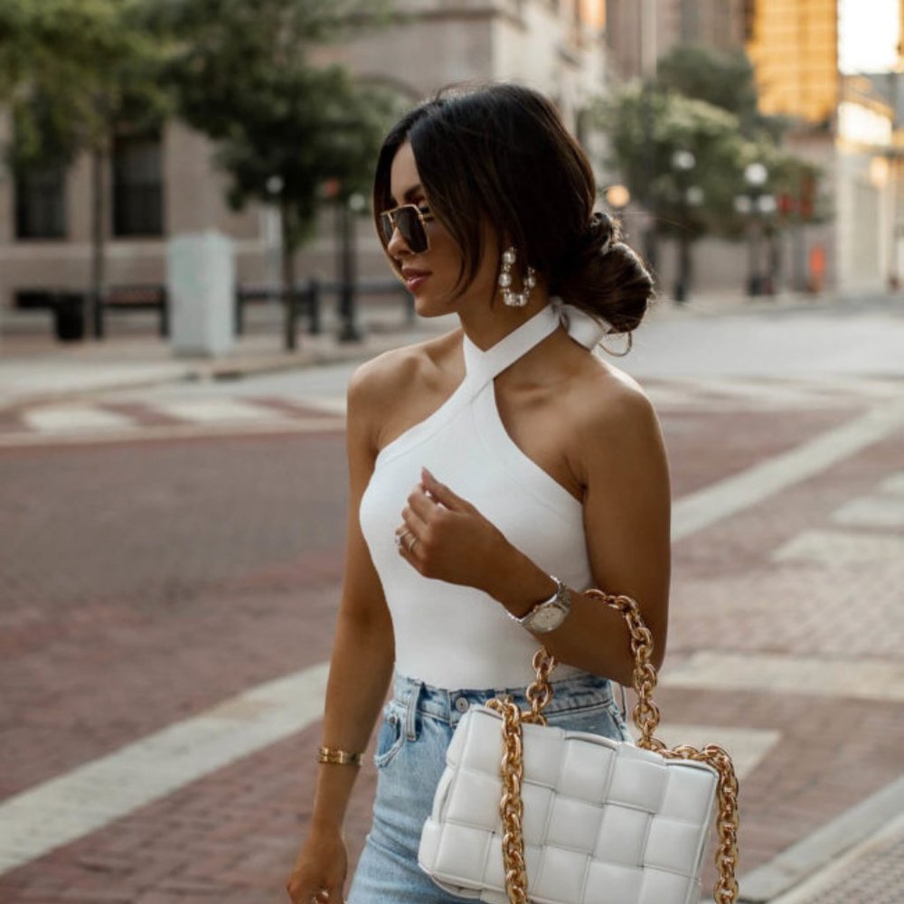Elegant White Halter Top